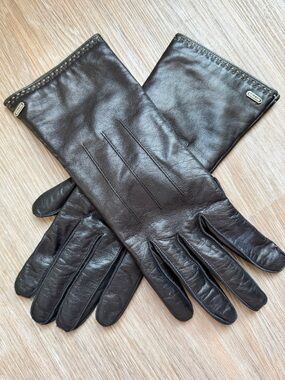 Coach Cashmere Lined Leather Gloves Brown Women’s Size 8 EUC Winter cozy